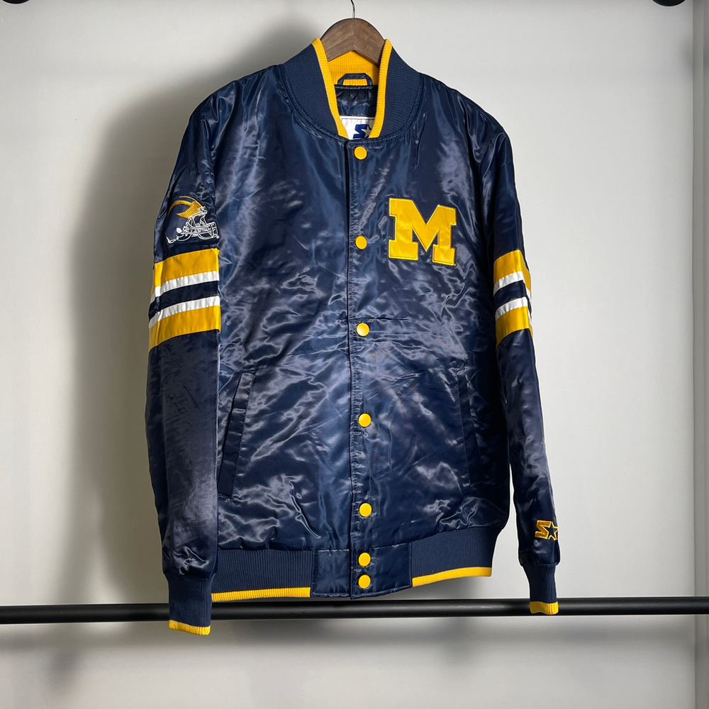 Men's Starter University of Michigan Bomber Jacket Size M